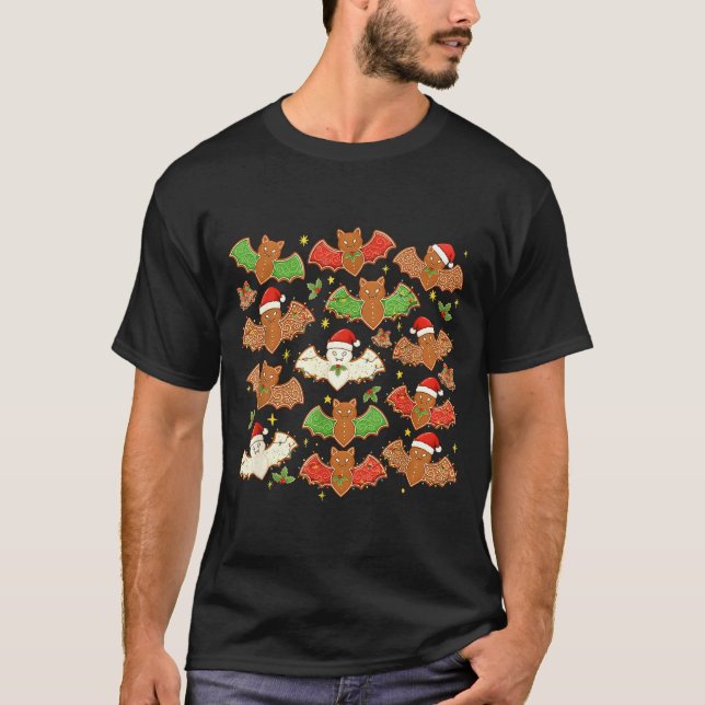 Camiseta Santa Hat Bat Soky Christmas Gingerbread Bats Xmas (Anverso)