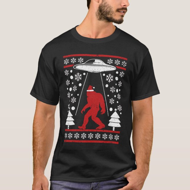 Camiseta Santa hat Bigfoot Alien Ufo Sasquatch (Anverso)