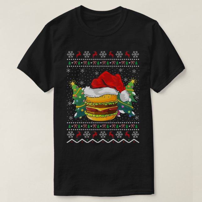 Camiseta Santa Hat Burger Lover Xmas Gigante Feo Burger Chr (Diseño del anverso)