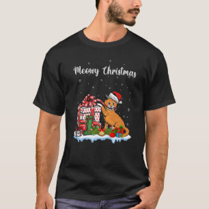 Camiseta Santa Hat Cat Xmas  For Girls Kids Meowy Cat Chris