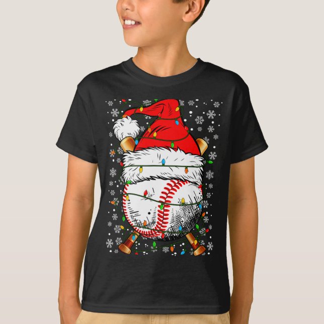 Camiseta Santa Hat Christmas Baseball Player Srts For Men B (Anverso)