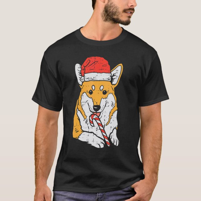 Camiseta Santa Hat Corgi Dog Christmas Xmas Men Women (Anverso)