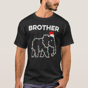 Camiseta Santa Hat Elephant Xmas alumbró Hermano Elefante C