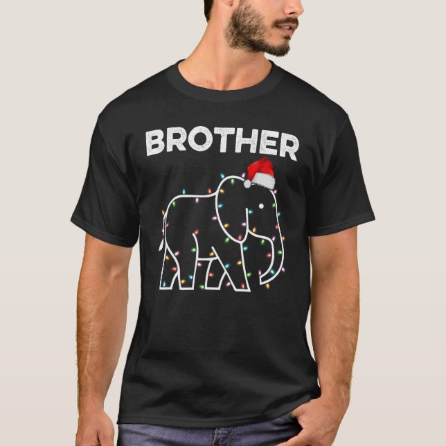 Camiseta Santa Hat Elephant Xmas alumbró Hermano Elefante C (Anverso)