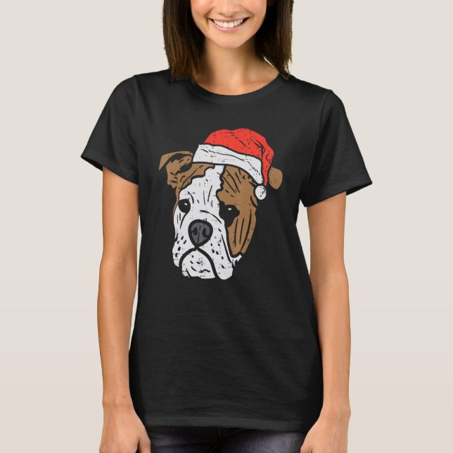 Camiseta Santa Hat English Bulldog Christmas Pet Dog  Owner (Anverso)