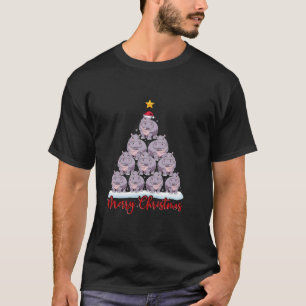 Camiseta Santa Hat Fea Navidad Gracioso Hippo Árbol de Navi