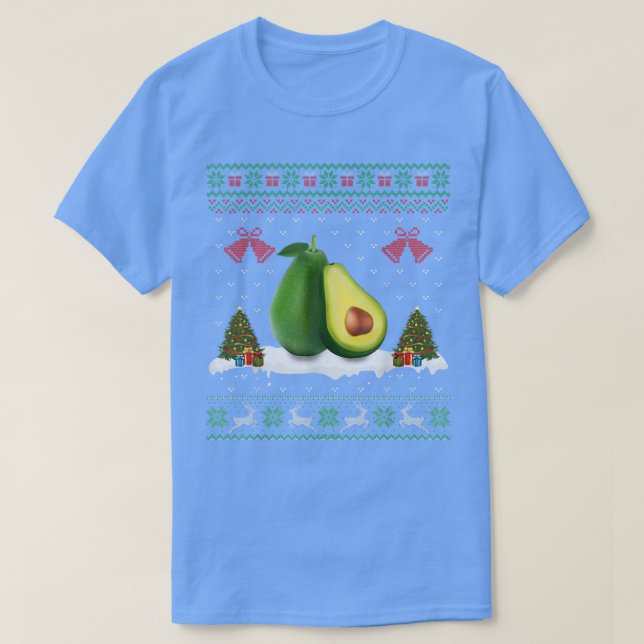 Camiseta Santa Hat Fruta de aguacate Xmas iluminando aguaca (Diseño del anverso)