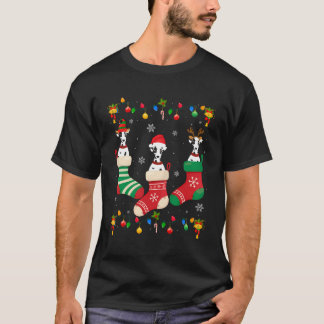 Camiseta Santa Hat Navidad enciende a tres perros dálmatas