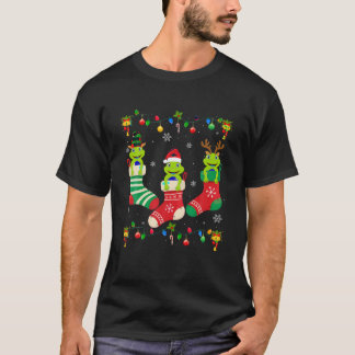 Camiseta Santa Hat navidad encierra a divertida rana de tre