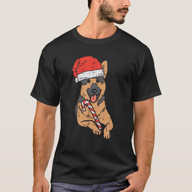 Camiseta Santa Hat Navidades alemanes del perro pastor navi (Anverso)