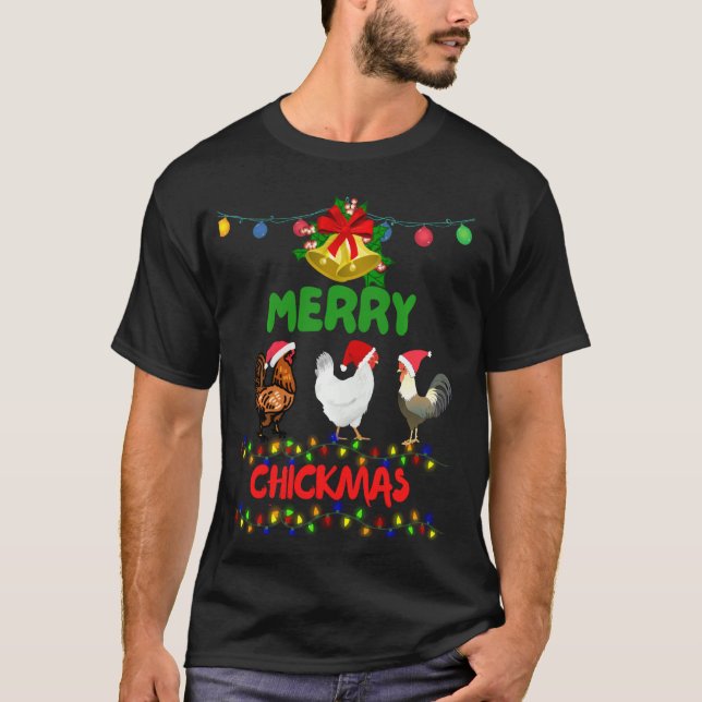 Camiseta Santa Hat Navidades de pollo Feliz Navidad (Anverso)