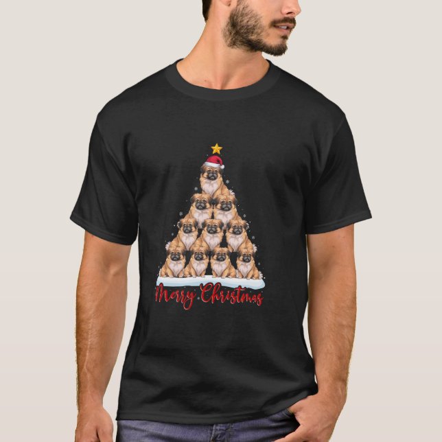 Camiseta Santa Hat navideña graciosa Navidad de perros peki (Anverso)