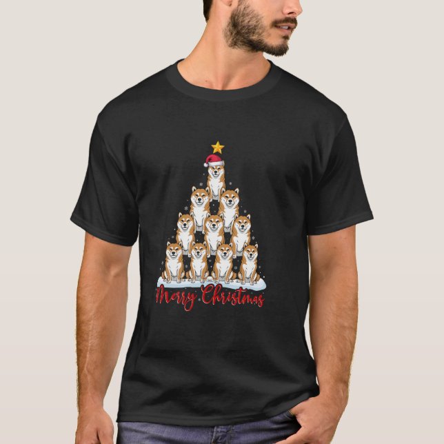 Camiseta Santa Hat navideña graciosa Shiba Inu Perro Navida (Anverso)