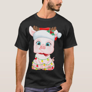 Camiseta Santa Hat Pig Christmas Pig Lovers Pajama