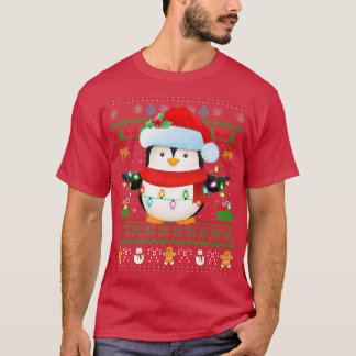 Camiseta Santa Hat Pingüino Bird Xmas enciende Ugly Penguin
