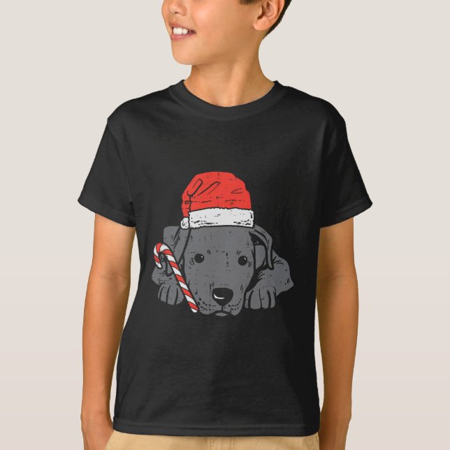Camiseta Santa hat pitbull navidades de perro navidad mujer (Anverso)