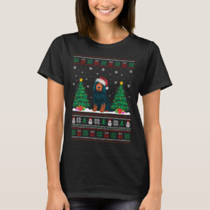 Camiseta Santa Hat Portugal Agua Perro Xmas Árbol Luces Ug