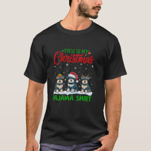 Camiseta Santa Hat Reindeer Miniatura Schnauzer Dog Christm