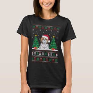 Camiseta Santa Hat Shih Tzu Perro Árbol de Navidad se ilumi