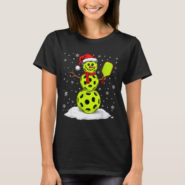 Camiseta Santa Hat Snowman Xmas Funny Ckleball Lover Christ (Anverso)