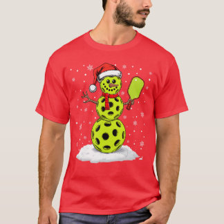 Camiseta Santa Hat Snowman Xmas Funny Pickleball Lover Chri