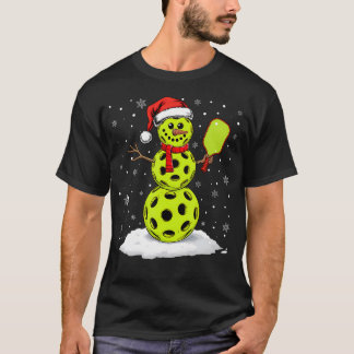 Camiseta Santa Hat Snowman Xmas Funny Pickleball Lover Chri