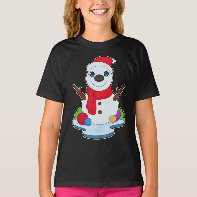 Camiseta Santa hat, un Navidad de snowman (Anverso)