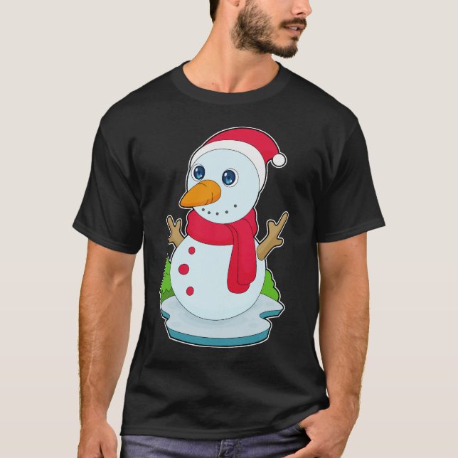 Camiseta Santa hat, un Navidad de snowman (Anverso)