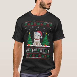 Camiseta Santa Hat Westig Perro Árbol de Navidad Luces Feo