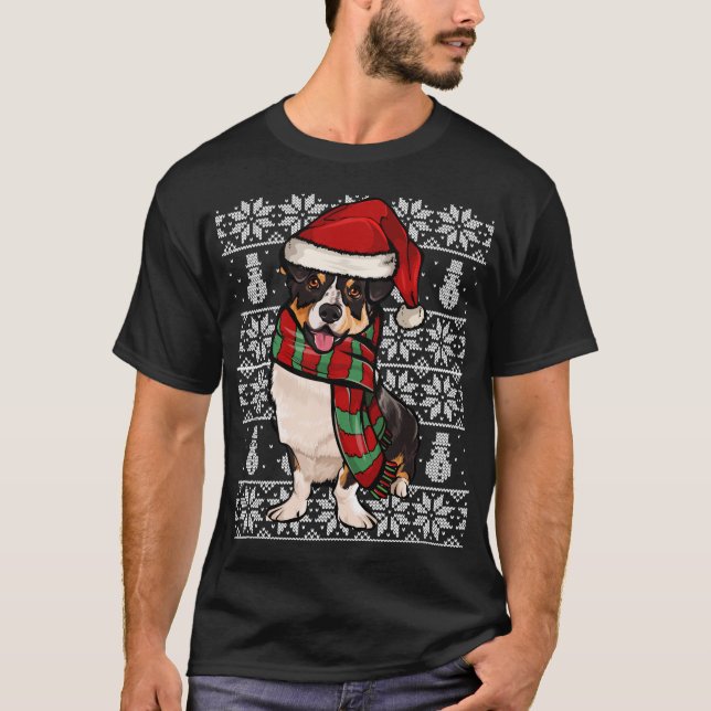 Camiseta Santa Hat Xmas Cardigan Welsh Corgi Navidades feos (Anverso)