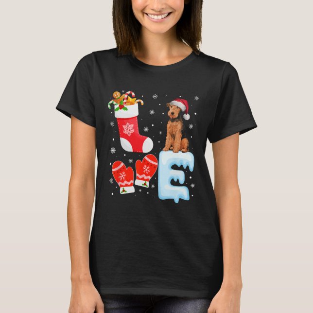 Camiseta Santa Hat Xmas Fiesta Airedale Terrier D (Anverso)