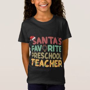 Camiseta Santa Hat Xmas, profesora favorita de preescolar