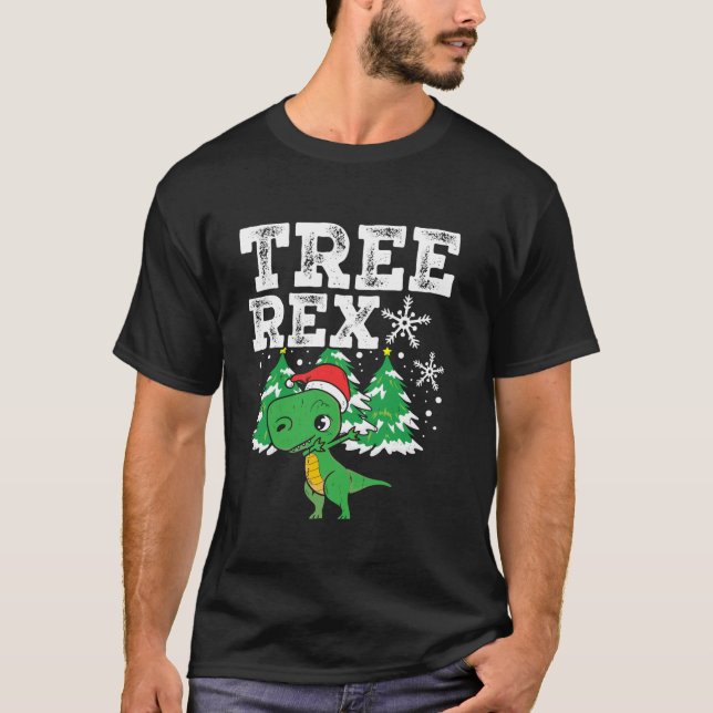 Camiseta Santa Hat Xmas Tree Rex Dinosaur Navidades Long Sl (Anverso)