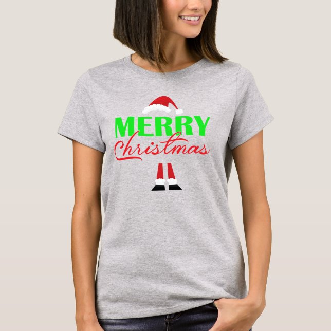 Camiseta Santa Hat y las piernas Feliz Navidad (Anverso)
