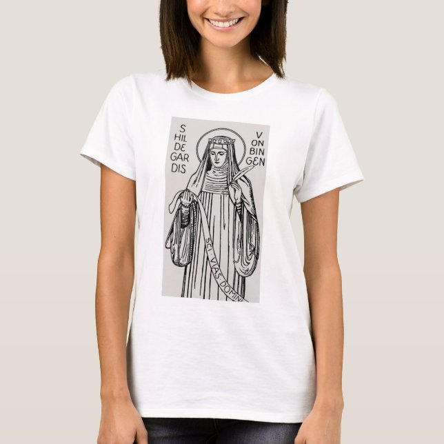 Camiseta Santa Hildegarda de Bingen abadesa benedictina (Anverso)