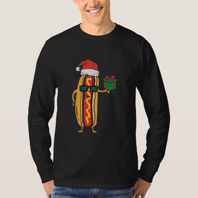 Camiseta Santa Hotdog Funny Navidades de comida de Navidad  (Anverso)