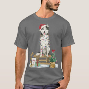 Camiseta Santa Husky Fairy Light Reindee Snowflake Christ