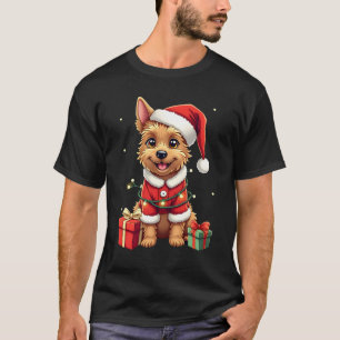 Camiseta Santa iluminado divertido de Navidad Border Terrie