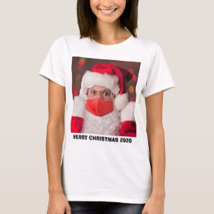 Camiseta Santa in Coronavirus Cara de la máscara HumorT-Shi