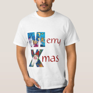 CAMISETA SANTA INSPIRADO QUE JUEGA EL MONOGRAMA DE NAVIDAD