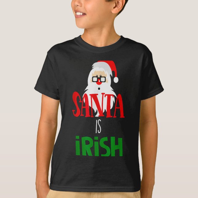 Camiseta Santa Is Irish Christmas Shirt Funny Holiday Irela (Anverso)