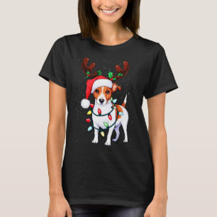 Camiseta Santa Jack Russell Gorgeous Reindeer Light Christm