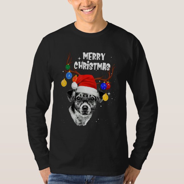 Camiseta Santa Jack Russell Reindeer Light Christmas (Anverso)