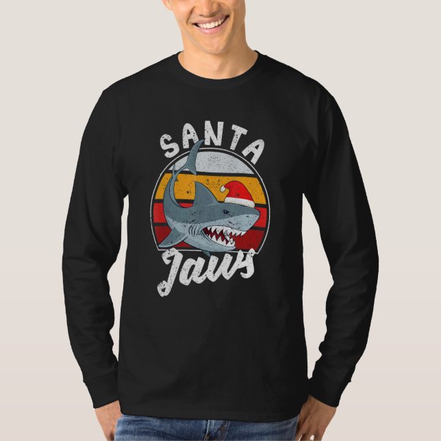 Camiseta Santa Jaws Christmas Shark Claus Xmas PJs Anglers  (Anverso)