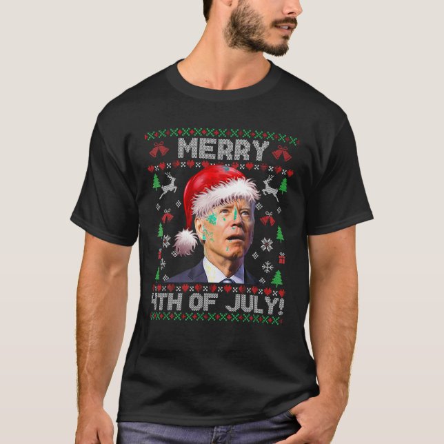 Camiseta Santa Joe Biden 4 De Julio Navidades Feo (Anverso)