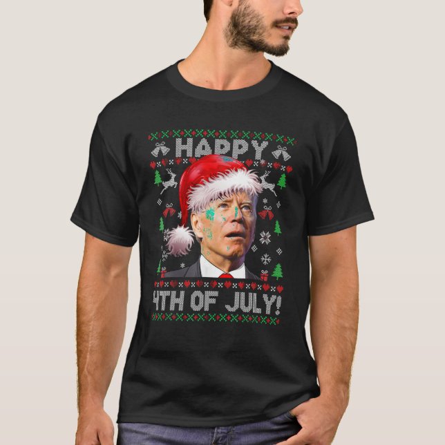 Camiseta Santa Joe Biden Feliz 4 De Julio A Los Navidades F (Anverso)