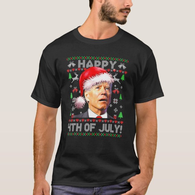 Camiseta Santa Joe Biden Feliz 4 De Julio Feo Navidades (Anverso)