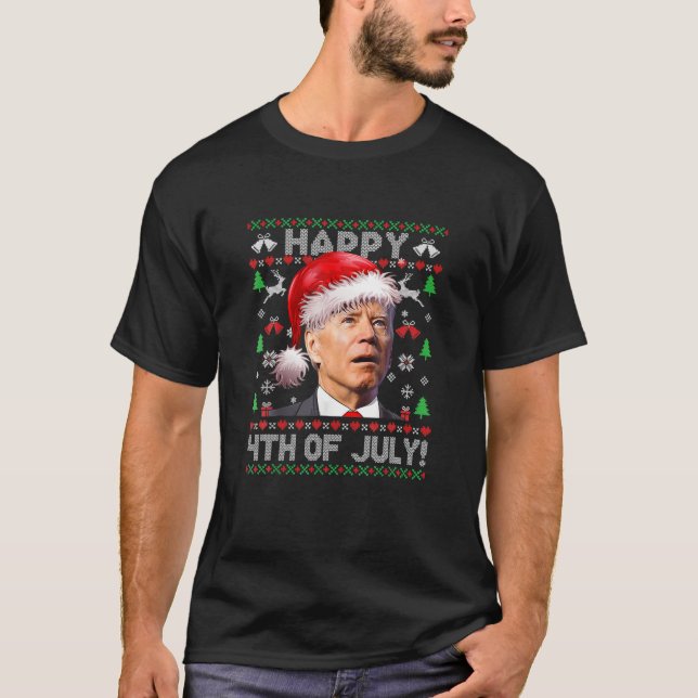 Camiseta Santa Joe-Biden Happy 4Th Of July-Ugly Christmas S (Anverso)