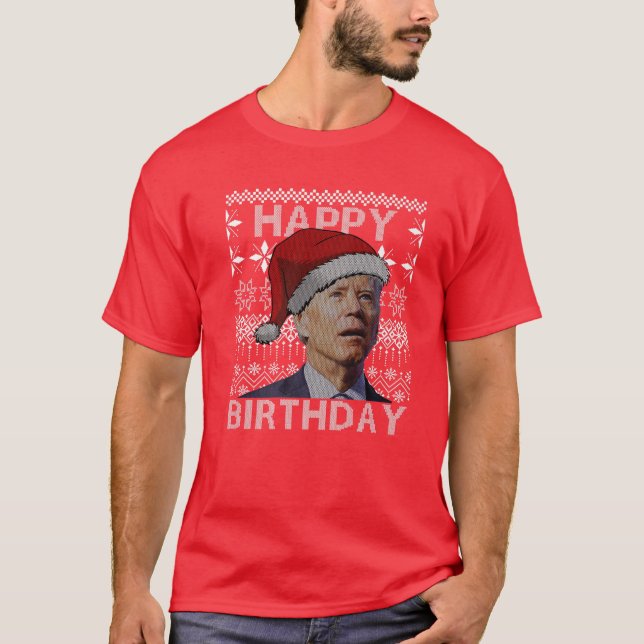 Camiseta Santa Joe Biden Happy Birthday Confused Funny Ugly (Anverso)