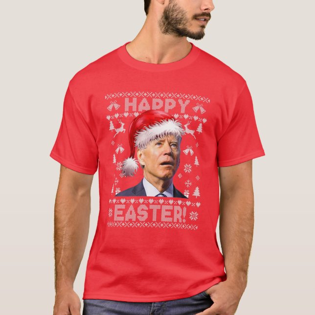 Camiseta Santa Joe Biden Happy Easter Ugly Christmas Sweate (Anverso)